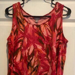 J.Jill Wearever Collection Sleeveless Tank/Shell Multicolor Feather Print  Sz M